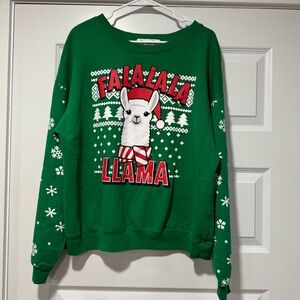 Wound Up Green Holiday Llama Sweatshirt